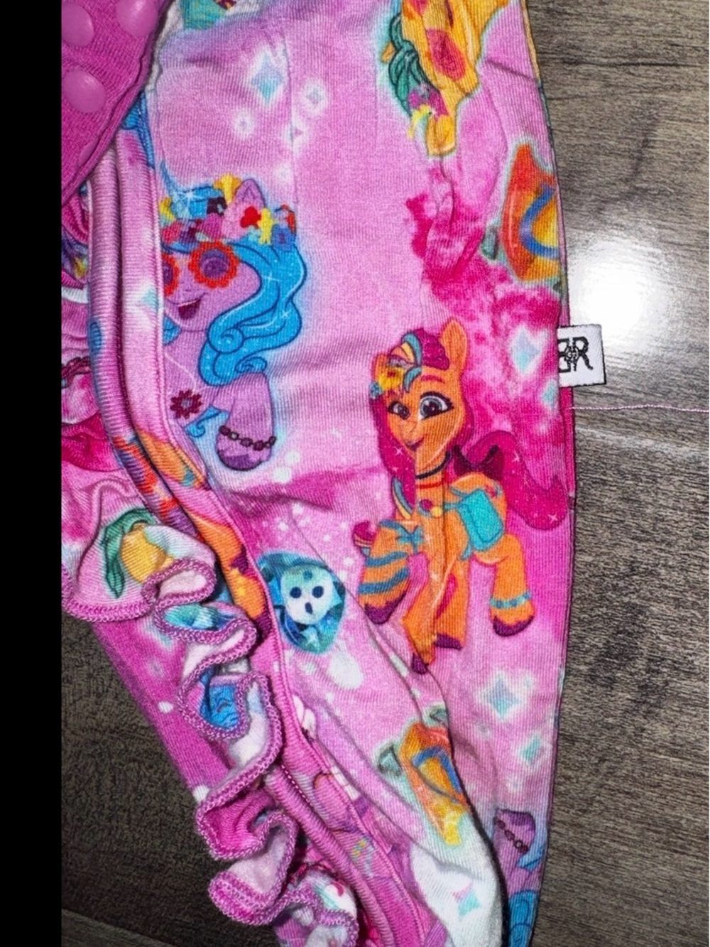 Bums & Roses × My Little Pony Ruffle Convertible Footie 18-24M Bamboo Pink - Picture 5 of 9